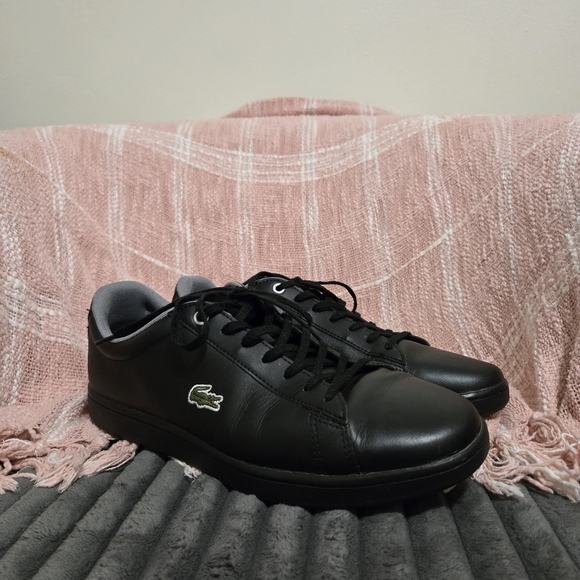 Lacoste carnaby evo Black leather shoe( Men 10.5)pre-owned - Picture 1 of 7